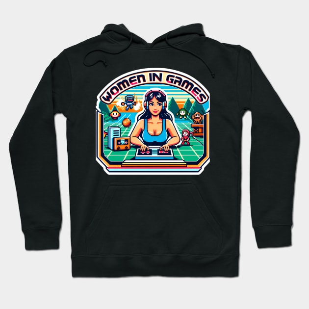 Women in Games - Retro Gaming Diva Classic Console Hoodie by PuckDesign